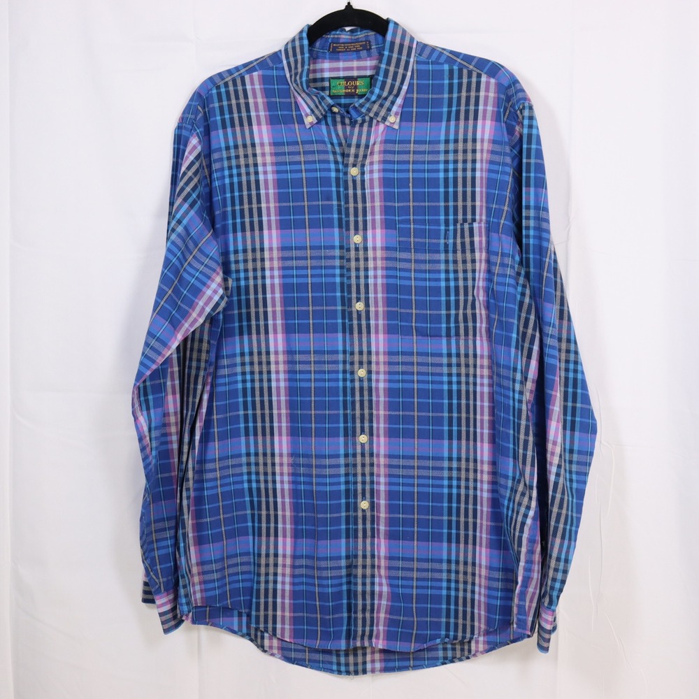 Colours by Alexander Julian Plaid Button Down Mens XL Blue Purple Long Sleeve